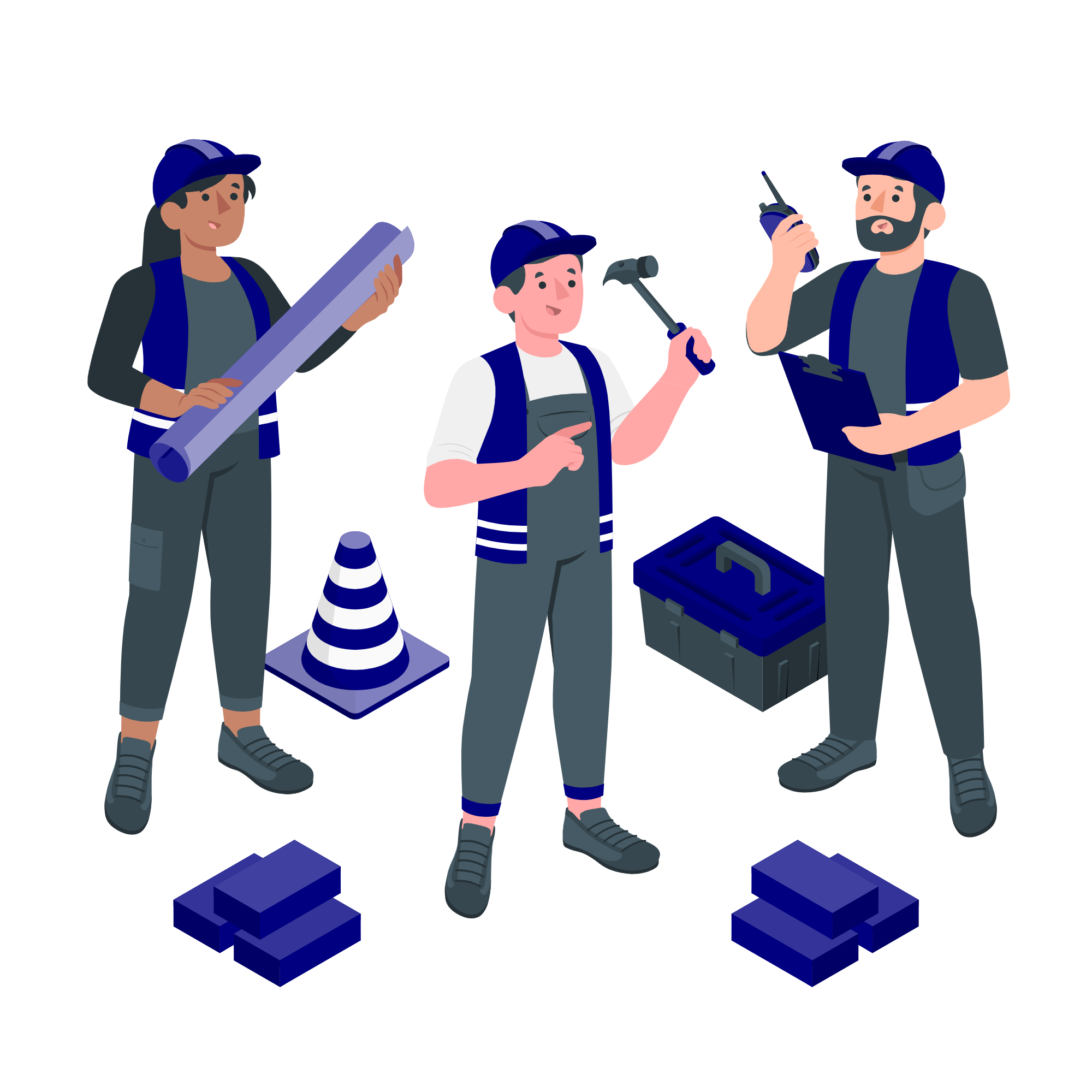 Students working on civil engineering projects